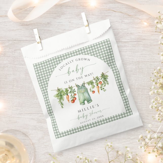 Locally Grown Baby Shower Favor Bags Sage Green (Clipped)