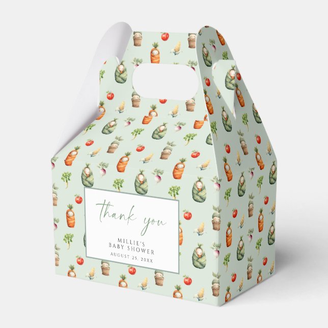 Locally Grown Baby Shower Favor Box Sage Green (Front Side)