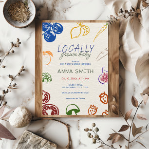 Locally Grown Baby Shower Hand Drawn Vegetables Invitation