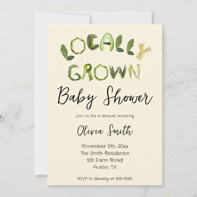 Locally Grown Baby Shower Invitation (Front)