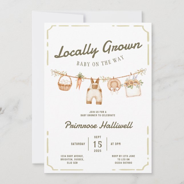 Locally Grown Baby Shower Invitation (Front)