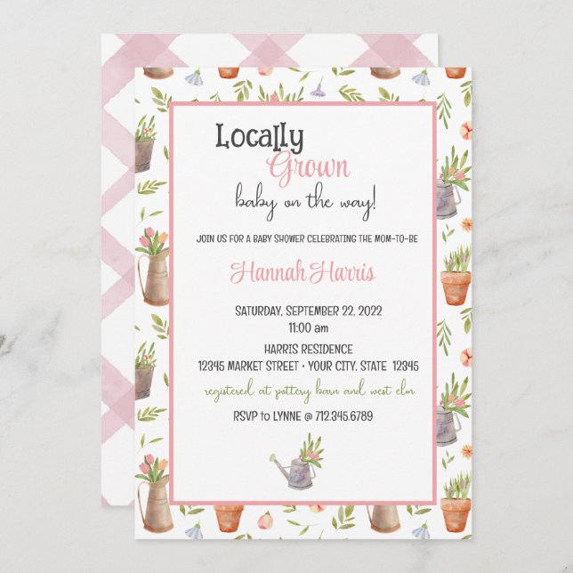 Locally Grown Baby Shower Invitation (Front/Back)