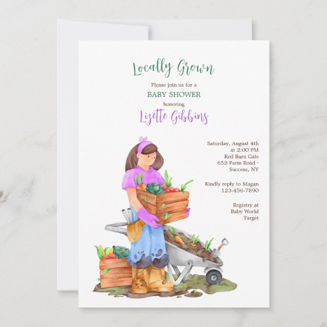 Locally Grown Baby Shower Invitation (Front)