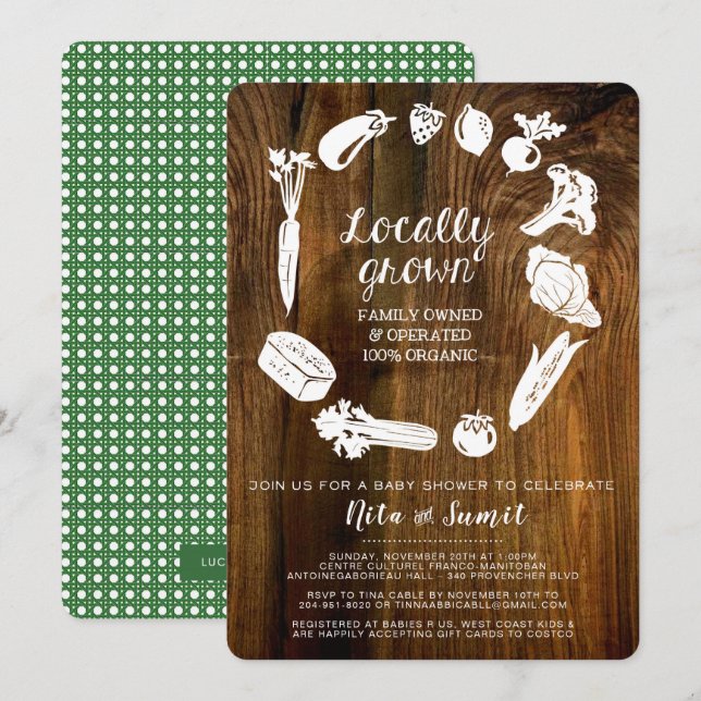 Locally Grown Baby Shower Invitation (Front/Back)