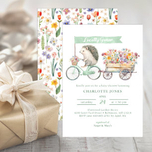 Locally Grown Baby Shower Invitation Green Florals