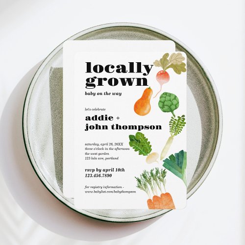 Locally Grown Baby Shower  Invite  Vegetables