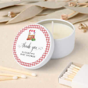 Locally Grown Baby Shower Market Stand Thank you Mini Candle Favors