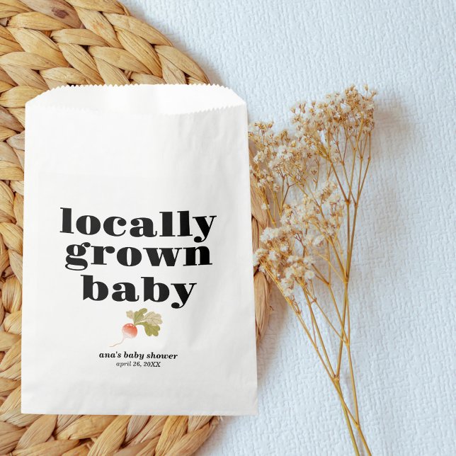 Locally Grown Baby Shower | Modern, Minimal & B+W Favor Bag (Creator Uploaded)