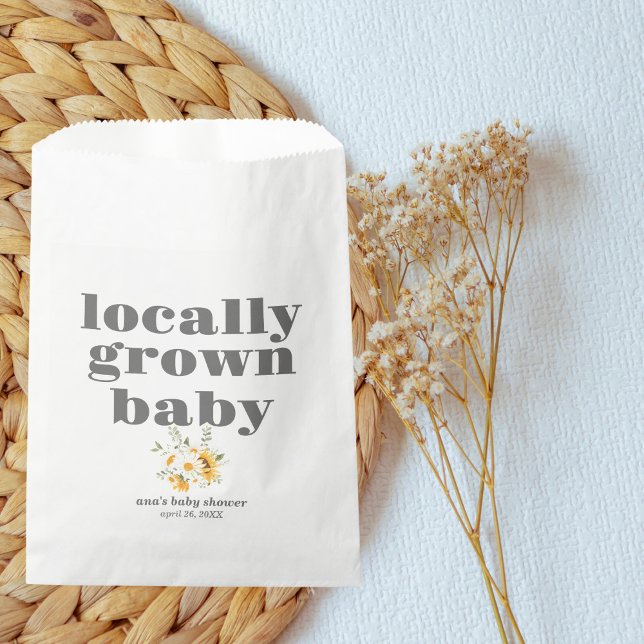 Locally Grown Baby Shower | Modern, Minimal & GRAY Favor Bag (Creator Uploaded)