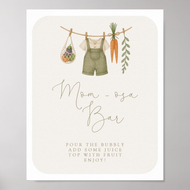 Locally Grown Baby Shower Mom-osa Bar Poster (Front)