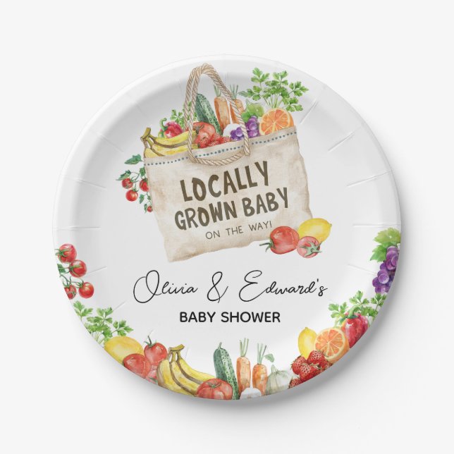 Locally Grown Baby Shower Paper Plates (Front)