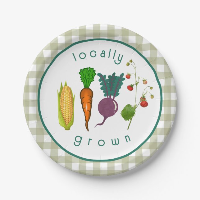 Locally Grown Baby Shower  Paper Plates (Front)