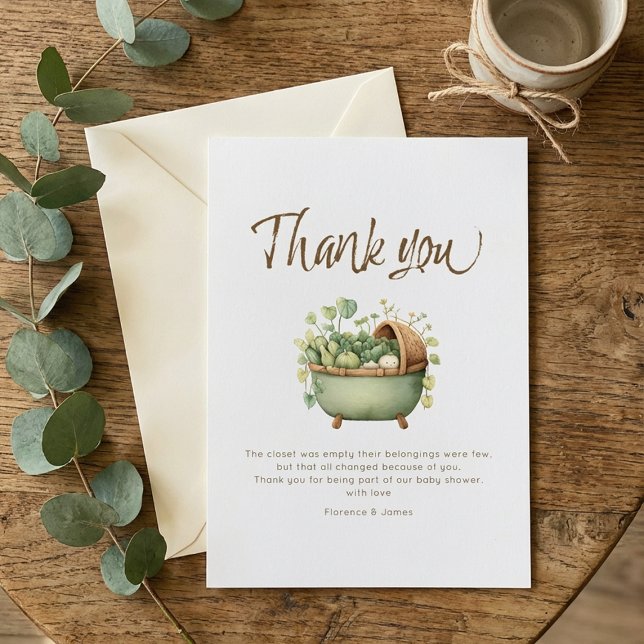 Locally Grown Baby Shower Party  Thank You Card (Creator Uploaded)