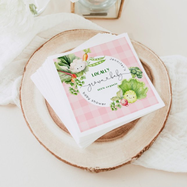 Locally grown baby shower pink girl Farmers market Napkins (Creator Uploaded)