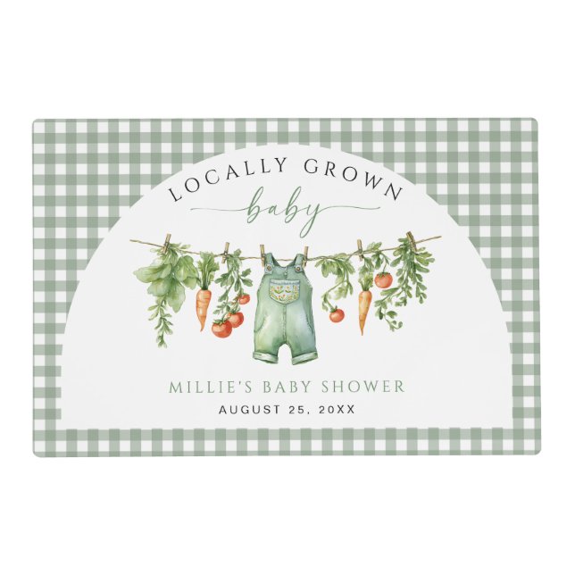 Locally Grown Baby Shower Placemat Vegetable Green (Front)