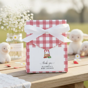 Locally Grown Baby Shower Red Gingham Thank you Favor Boxes