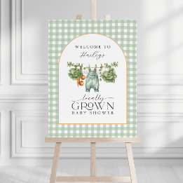 Locally Grown Baby Shower Sage Green Gingham Foam Board