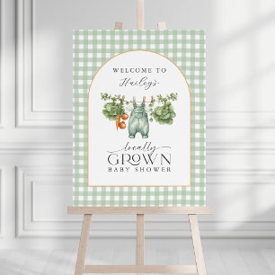 Locally Grown Baby Shower Sage Green Gingham Foam Board