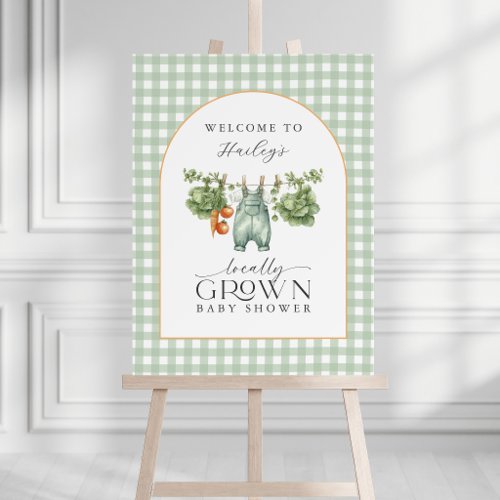 Locally Grown Baby Shower Sage Green Gingham Foam Board