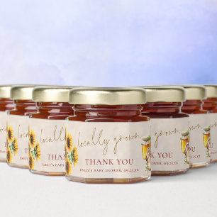 Locally Grown Baby Shower Thank You Honey Jar Favors