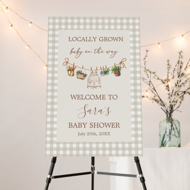 Locally Grown Baby Shower Welcome Foam Board (In Situ (Stand))