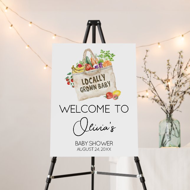 Locally Grown Baby Shower Welcome Sign (In Situ (Stand))