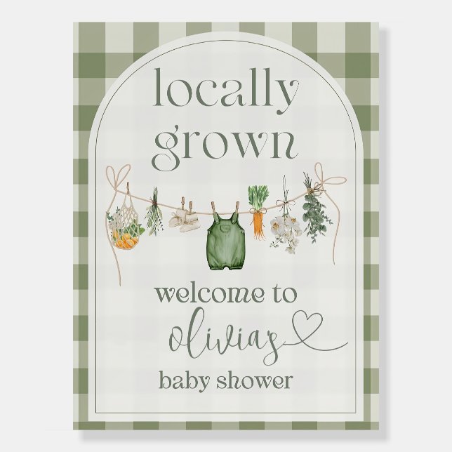 Locally Grown Baby Shower Welcome Sign, Boho Farme Foam Board (Front)