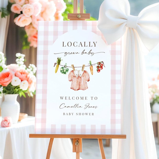 Locally Grown Baby Shower Welcome Sign Farmer Pink (Creator Uploaded)