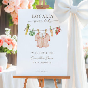Locally Grown Baby Shower Welcome Sign, Farmers Ma Foam Board