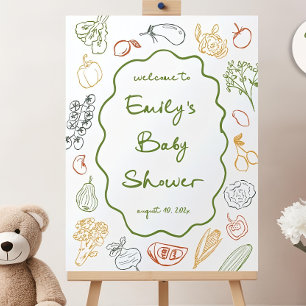Locally grown baby shower welcome sign Hand drawn 