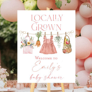 Locally grown baby shower welcome sign, Pink girl  Foam Board