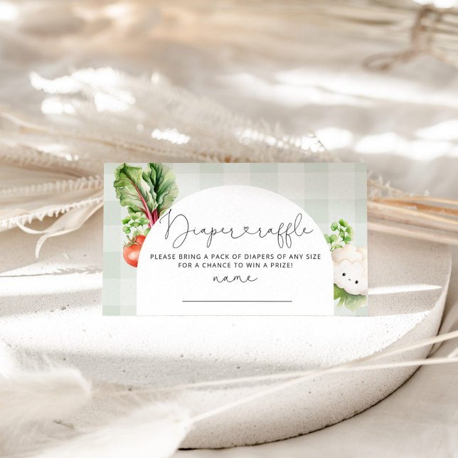 Locally grown baby vegetables diaper raffle ticket enclosure card (Creator Uploaded)