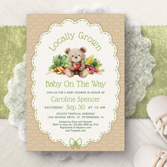 Locally Grown Bear Baby Shower Invitation (Creator Uploaded)