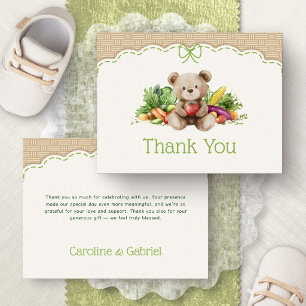 Locally Grown Bear Baby Shower Thank You Card