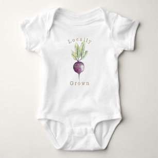 Locally Grown Beet Watercolor   Veggie   Vegan Baby Bodysuit