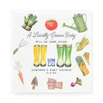 Locally Grown Blue Boots Vegetable Baby Shower Napkins