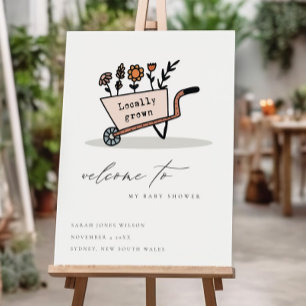 Locally Grown Blush Flora Cart Baby Shower Welcome Foam Board