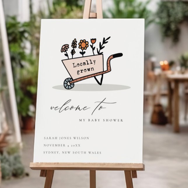 Locally Grown Blush Flora Cart Baby Shower Welcome Foam Board (Creator Uploaded)