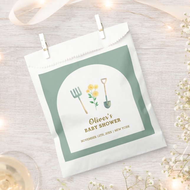 Locally Grown Boho Floral Gardening Baby Shower Favor Bag (Clipped)