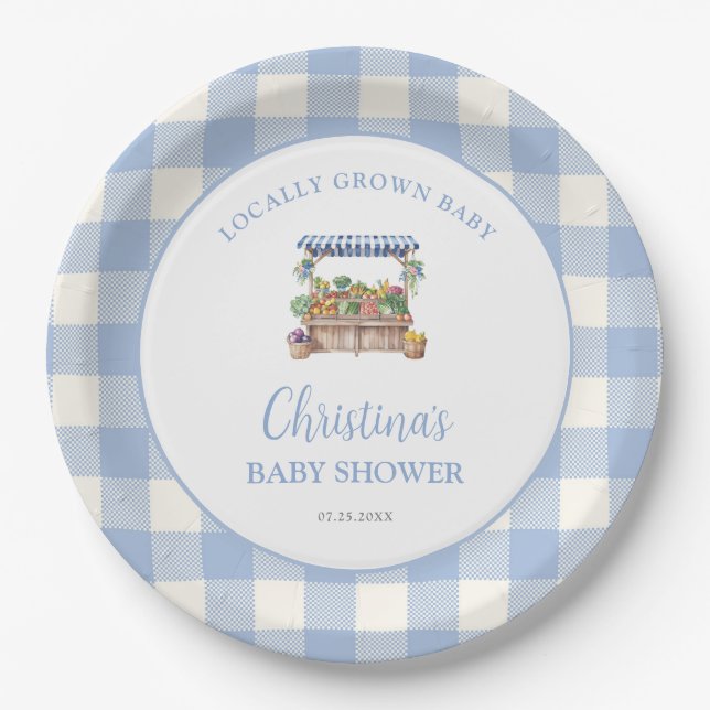 Locally Grown Boy Baby Shower Paper Plates (Front)