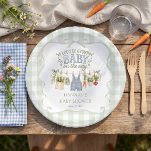 Locally Grown Boy Baby Shower Paper Plates