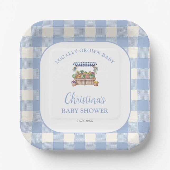 Locally Grown Boy Baby Shower Paper Plates (Front)