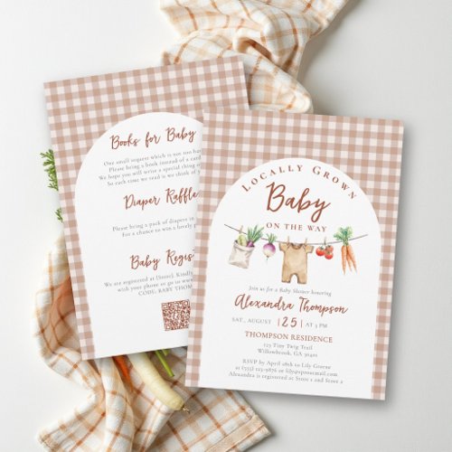 Locally Grown Clothes Farm Fall All QR Baby Shower Invitation
