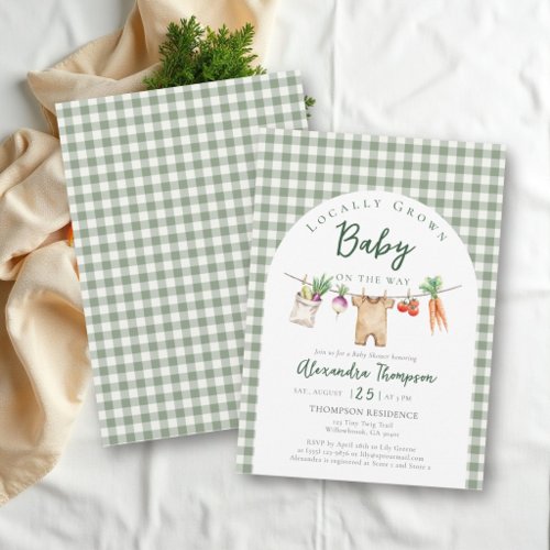 Locally Grown Clothes Line Farm Market Baby Shower Invitation