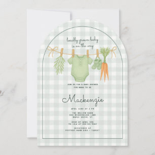 Locally Grown Clothesline Baby Shower Arch Invitation