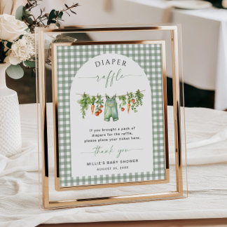 Locally Grown Diaper Raffle Sign Vegetables Sage