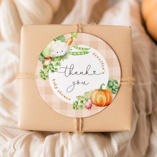 Locally grown Fall pumpkin baby shower thank you Classic Round Sticker