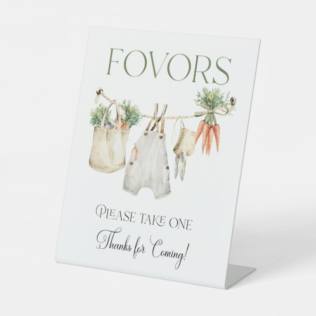 Locally Grown Farm Baby Shower Favors Pedestal Sign (Front)
