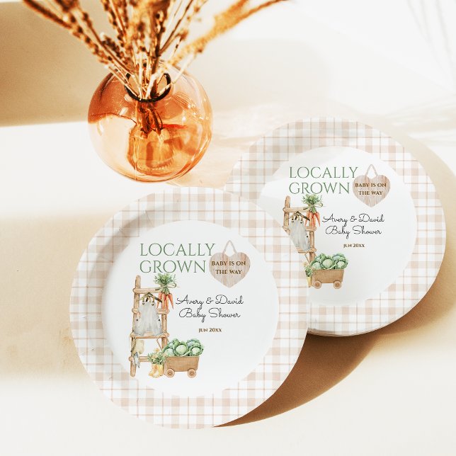 Locally Grown Farm Market Modern Baby Shower Paper Plates (Creator Uploaded)