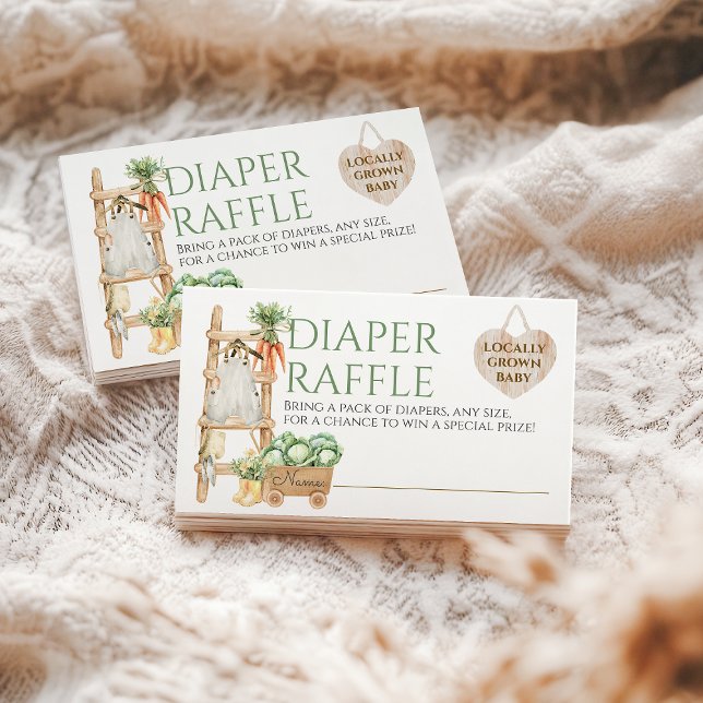 Locally Grown Farm Rustic Baby Shower Diaper Enclosure Card (Creator Uploaded)